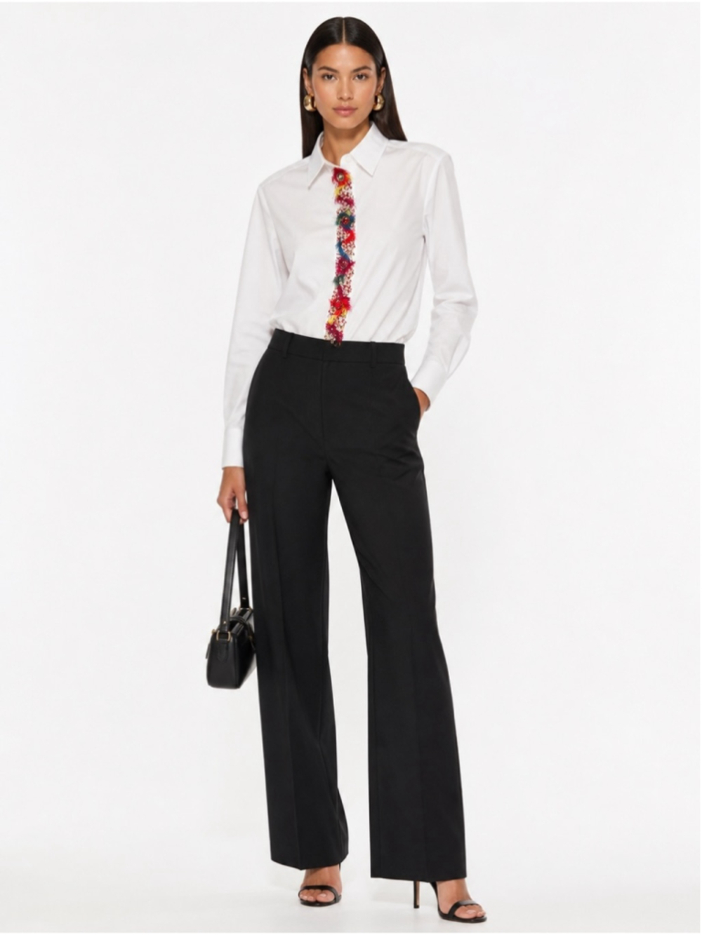 new Escada Embellished White Button Front Blouse Size 46 large - Picture 2 of 11